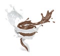 Splash of milk and chocolate. Vector realistic illustration Royalty Free Stock Photo